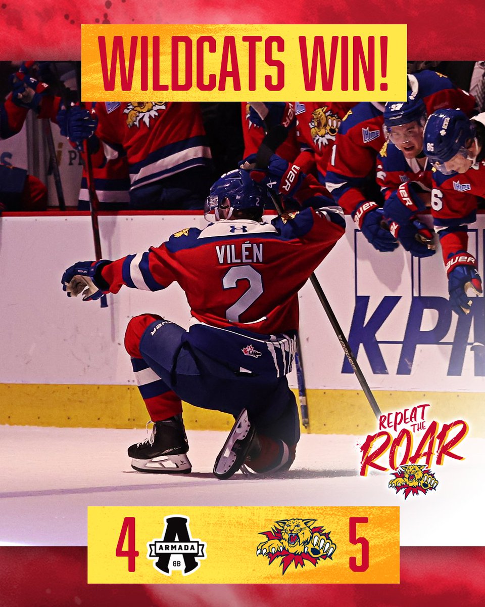 monctonwildcats's tweet photo. 🚨 SERIES TIED! 🚨
Cats score 2 late to tie &amp; win it! Smitty with a 4-pt night including an assist on Depatie's winner.
📋 https://t.co/O4sPGMNDVU

Next 2 games in BLB on Monday &amp; Tuesday.
Game 5 Friday at the Den.
🎟️ https://t.co/GA6tE7Id5i

📸 @DanielStLouis https://t.co/LGd3gRSfUF