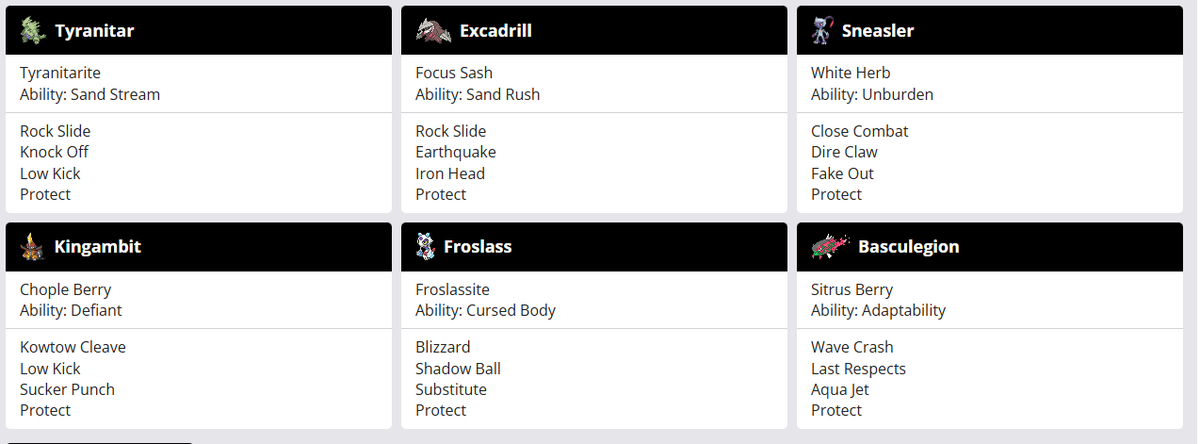 AzureEspi's tweet photo. @JacobSkraw Nombres del equipo:
Shin el Tyranitar
Sorairo el Excadrill
Ouren el Sneasler
Korigen el Kingambit
Frosia la Froslass
Legion el Basculegion

Agradezco a todos y cada uno de mis pokemon que me acompañaron en este torneo tan inesperado, les tengo ahora un gran cariño a cada uno https://t.co/kKs95g3CHM