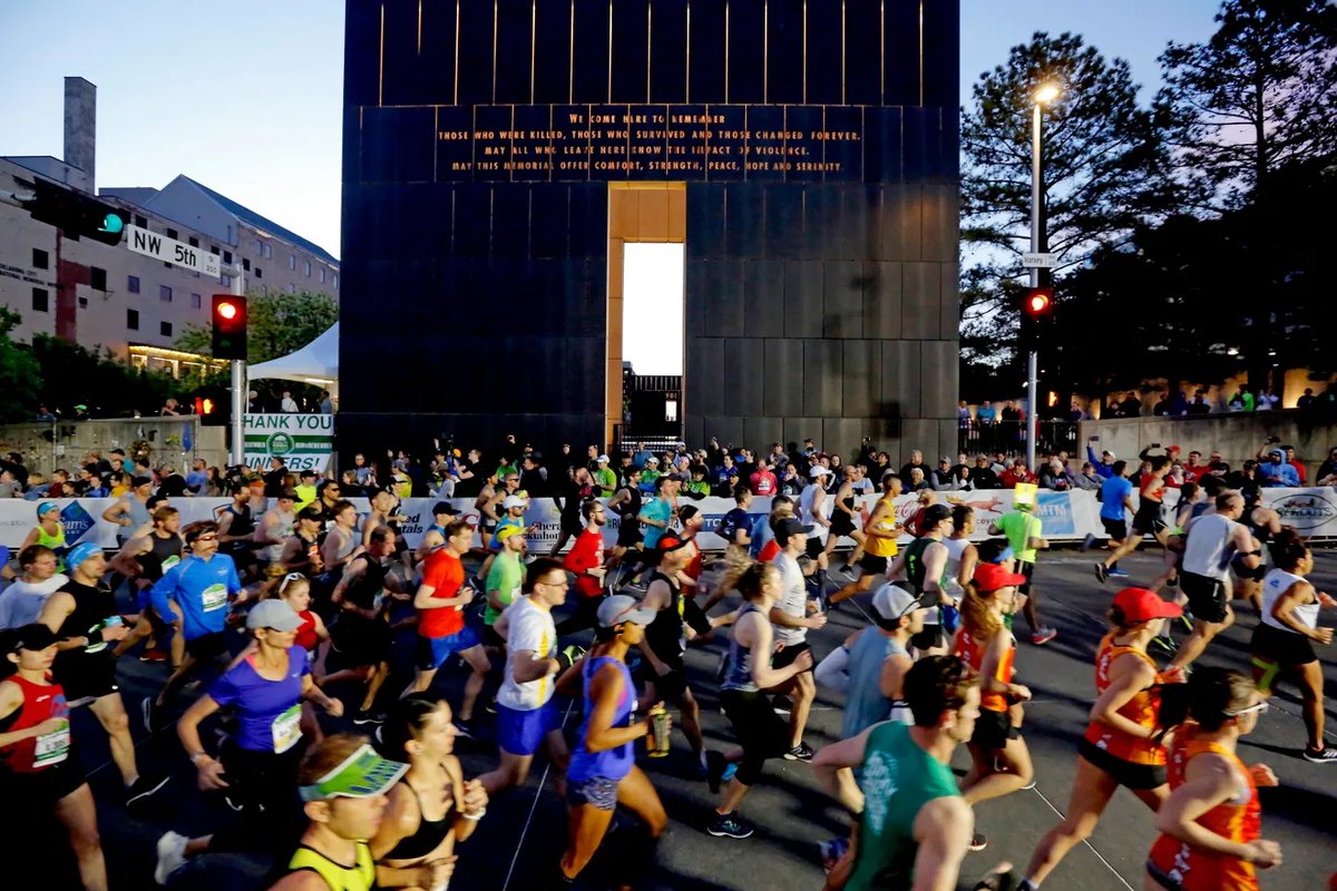 TravelOK's tweet photo. More than a race, the Oklahoma City Memorial Marathon is a tribute in motion.

Held each year in remembrance of the lives impacted by April 19, 1995, the marathon brings thousands together to run, walk and reflect - honoring the 168 lives lost and the strength of a community moving forward with purpose.

From the quiet miles at dawn to the emotional finish line, every step speaks to resilience, hope and remembrance. Whether you’re lacing up, taking it at your own pace or lining the streets to cheer, there’s a place for everyone here. 

👟 https://t.co/40riuXQPz1