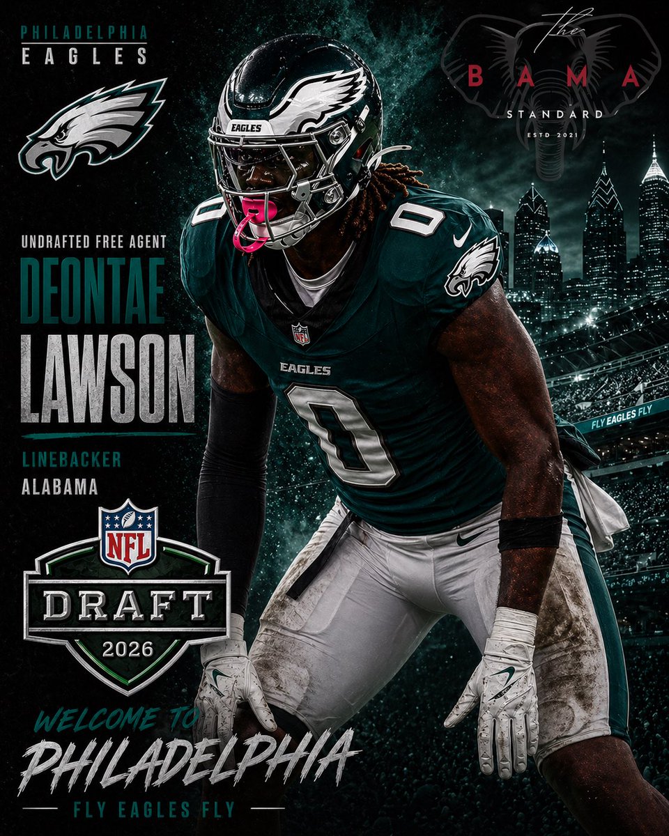 🚨BREAKING🚨 The <a href="/Eagles/">Philadelphia Eagles</a> have signed Alabama linebacker Deontae Lawson as an undrafted free agent!🔥

#CollegeFootball #RollTide #BamaFactor #FlyEaglesFly