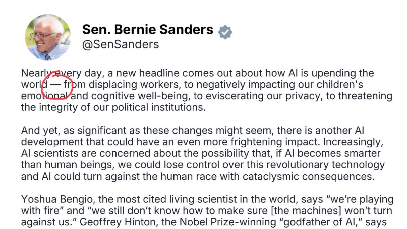 AI_ImpactReport's tweet photo. @pmarca Notice the em dash. #justsayn https://t.co/mvmEIYzUyQ