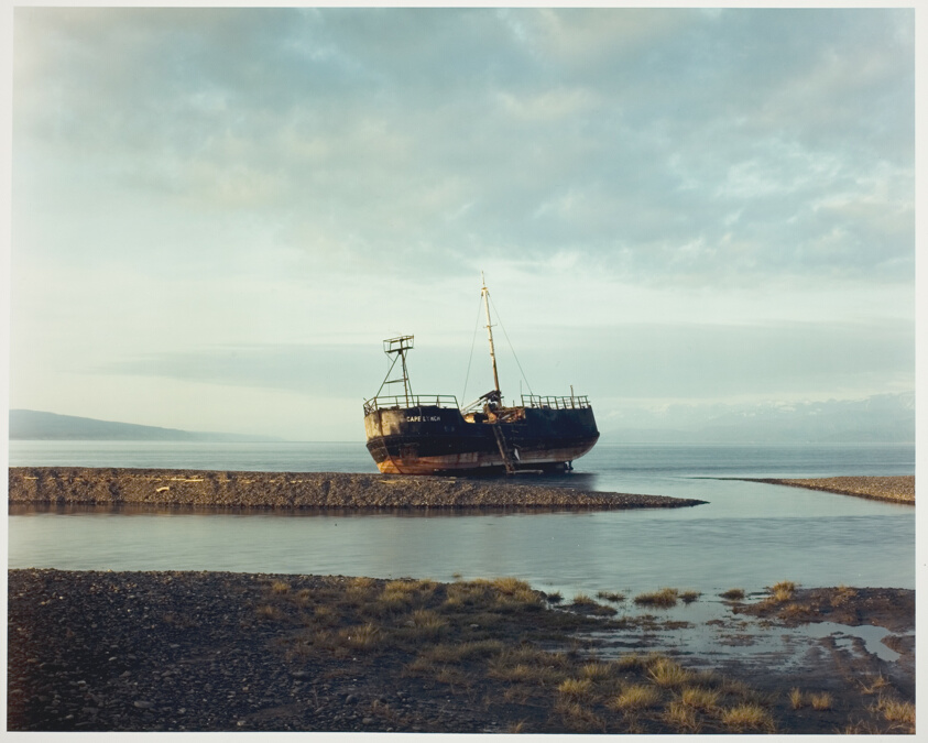 ANC_Historian's tweet image. July 1984 "Abandoned Freighter, Homer, Alaska" by photographer Joel Sternfeld, who specializes in roadside America. This is the Cape Lynch before it was moved and turned into a home. #alaskahistory #alaska