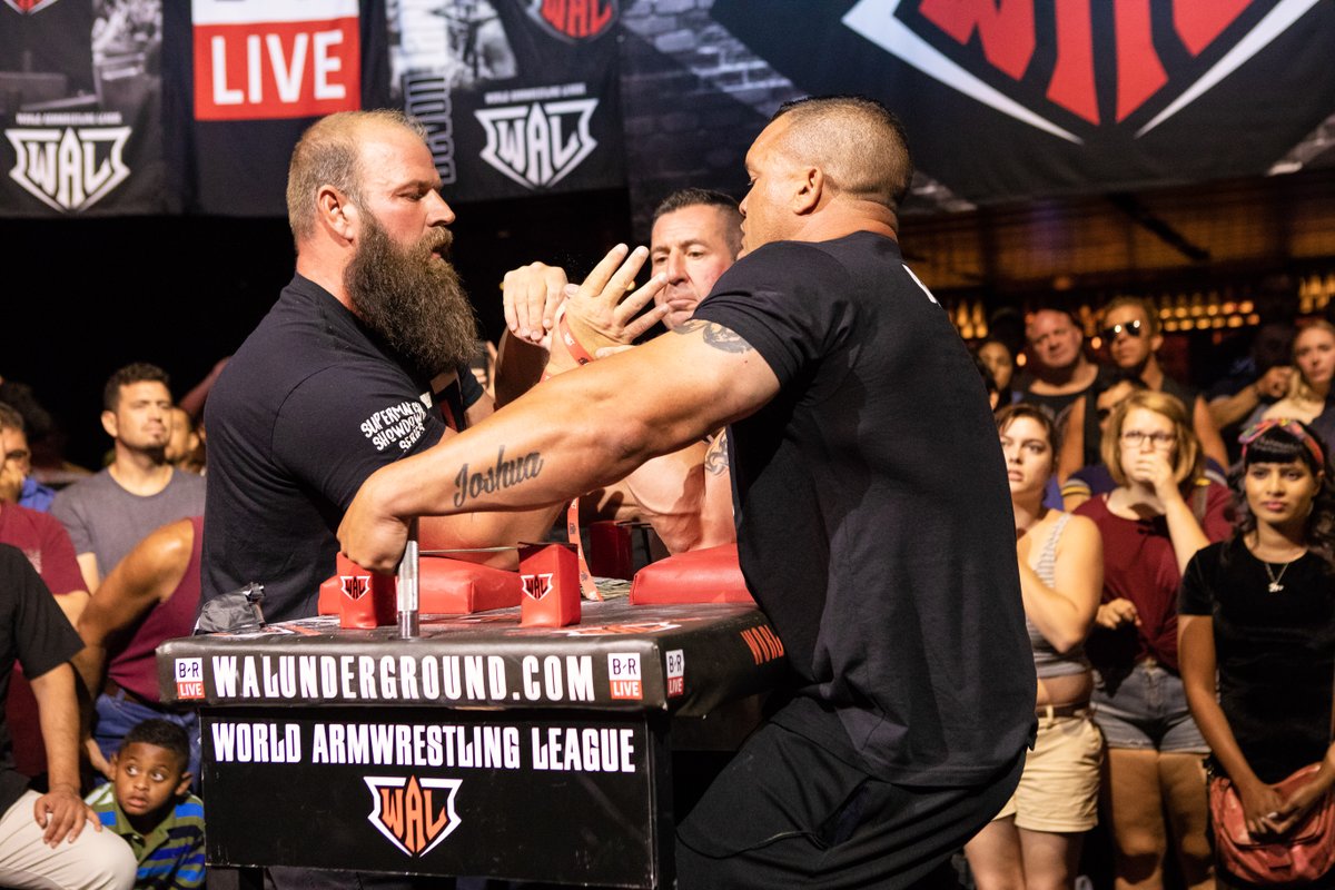 WALUnderground's tweet photo. Some competitors brought something different to the table.⁠
⁠
A few moments from one of WAL’s most memorable athletes.⁠
⁠
#WAL #MichaelTodd #Armwrestling https://t.co/9imOCeiI8t