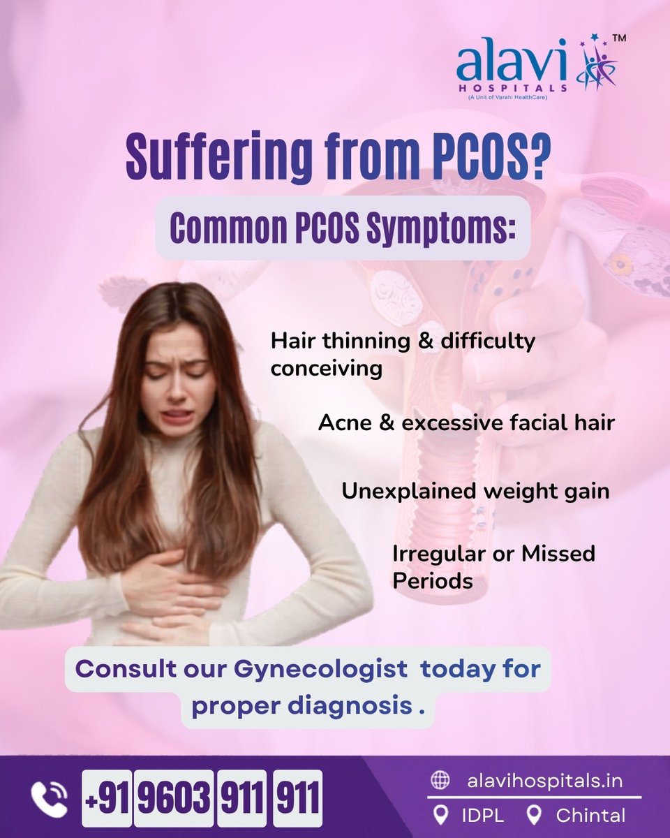 alavihospitals's tweet image. ⚠️ Suffering from PCOS? You’re not alone.

❤️ The good news? PCOS can be managed with the right care and lifestyle changes.
👩‍⚕️ Don’t wait—consult a gynecologist for proper diagnosis and treatment.

📞 +91 9603 911 911
📍 IDPL | Chintal
#PCOS #PCOSAwareness #WomensHealth #Hormonal