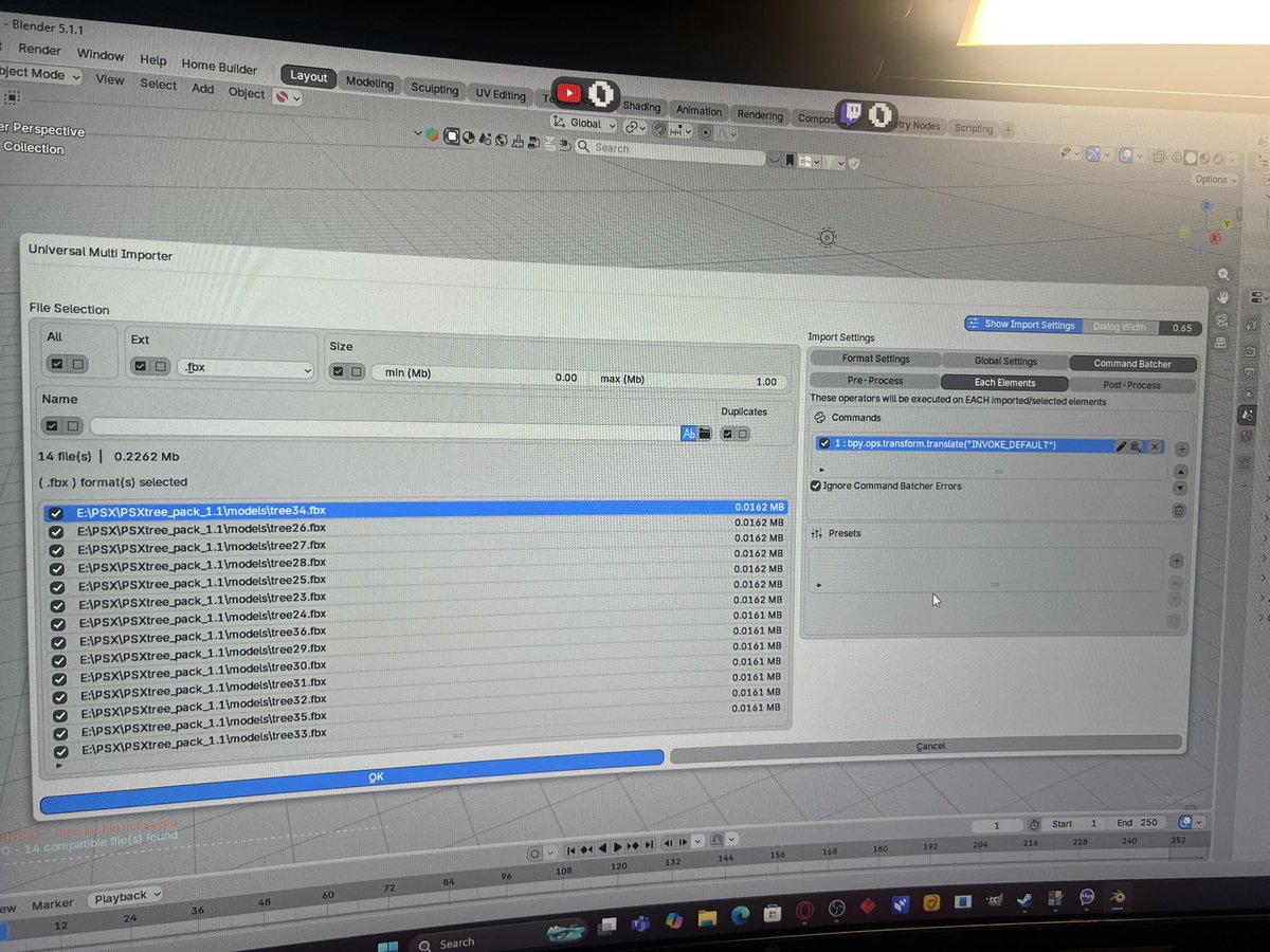 ArmandolBarrios's tweet image. Does anyone have any familiarity with Universal multi importer addon for #Blender ? 
I want import the FBXs I have but have them spaced out from each other automatically in the python scripting area but I’m completely aloof of any python scripting.  #blendercommunity
