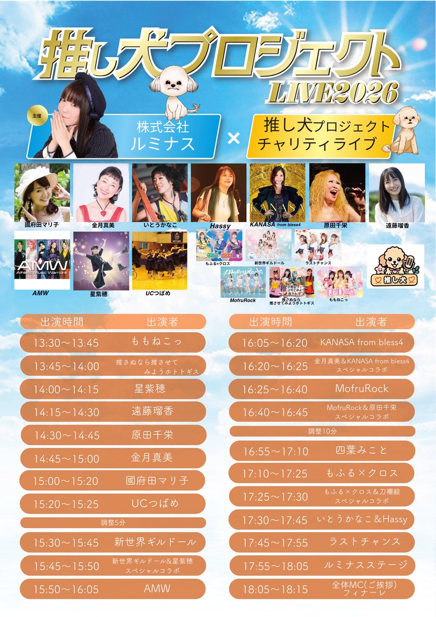 oshiinu_jp's tweet photo. ＼🐶本日開催🐶／

当日券あります‼️
 
◾️推し犬プロジェクトライブ2026
🗓️4月26日(日) 📍上野恩賜公園野外ステージ 🕒開場13:00　開演13:30 当日券:2500円〜

当日券はライブポケット＆会場でも直接購入可⭕️
🎟️ https://t.co/2mGwUQJUAE

お待ちしてます💪

#推し犬プロジェクト #ライブ #アニソン https://t.co/fNBtiWKHbD