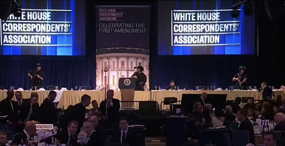 ‼️ UPDATE:
Gunshots were heard at the White House Correspondents’ Dinner, and multiple outlets, including NewsNation, say the suspect has been killed. Situation remains fluid as details emerge.

Stay connected, follow <a href="/MOSSADil/">Mossad Commentary</a>.