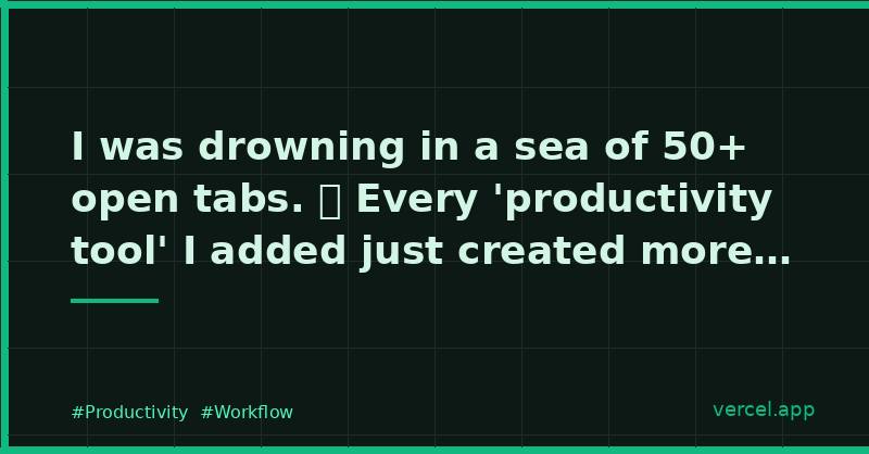 dailydose79's tweet image. I was drowning in a sea of 50+ open tabs. 🌊 Every 'productivity tool' I added just created more noise. Context switching was draining my soul.

Then I tried Nexus Prime. One platform, zero chaos. My focus is back. 🚀

nexus-prime-woad.vercel...
#Productivity #Workflow