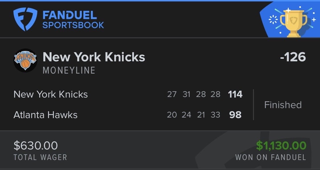 parlaypav's tweet photo. lock of the day✅ lets go knicks‼️

#fanduel #knicks #nba #BettingTwitter https://t.co/cRW70bR9pX