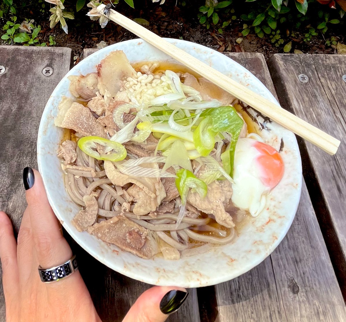 椎名町 南天/肉そば,モーニングサービス温玉 #そば活 