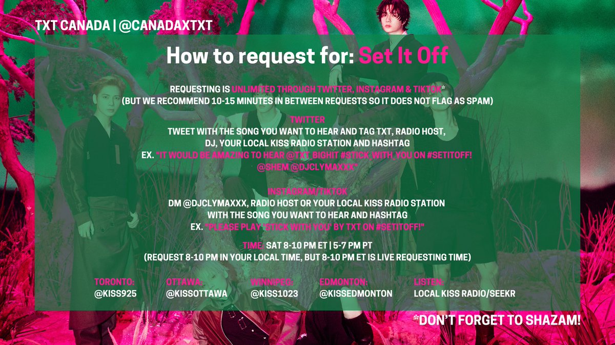 CANADAXTXT's tweet image. Check out our @TXT_bighit #Stick_With_You intent tweets to request for Set It Off 👇