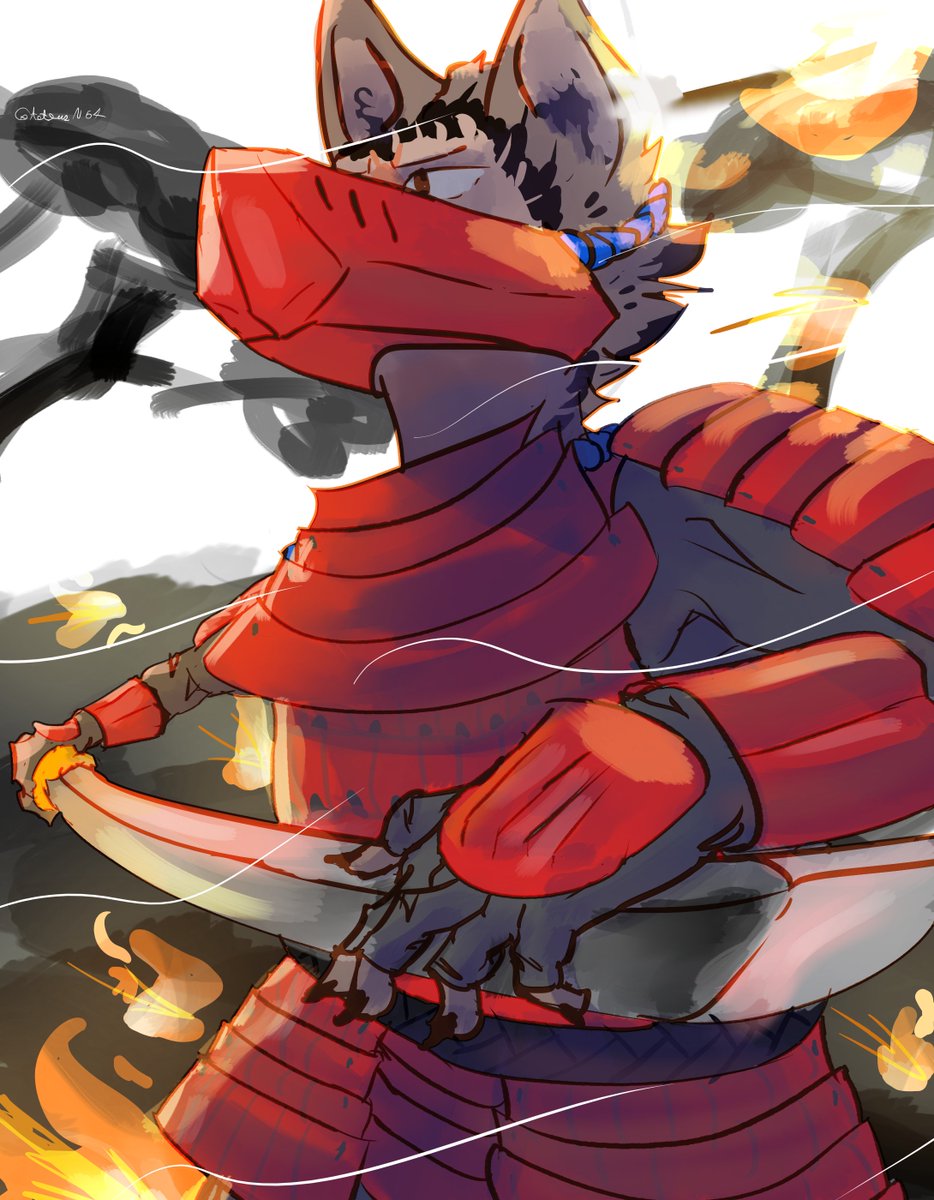 ColorN64's tweet photo. samurai wolf :p 
#art #drawing #furry #samurai https://t.co/jdUEsLhaEA