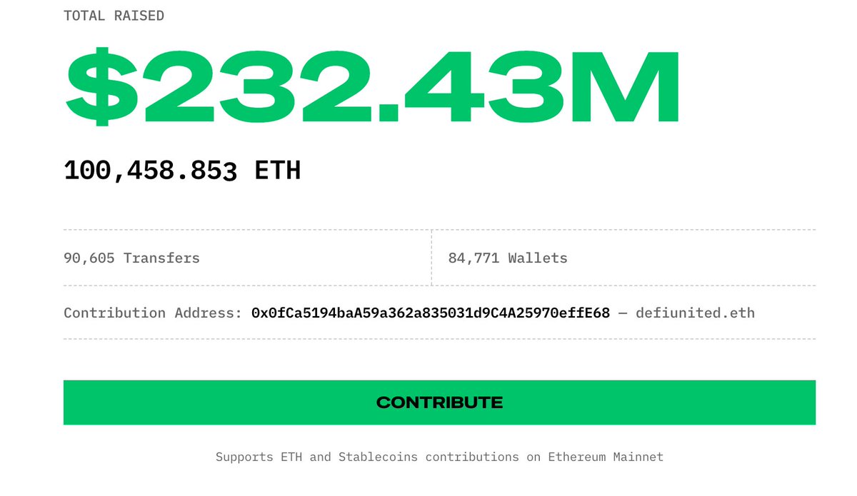 拯救aave，拯救defi，目前已经募集了200多m，10万个eth！