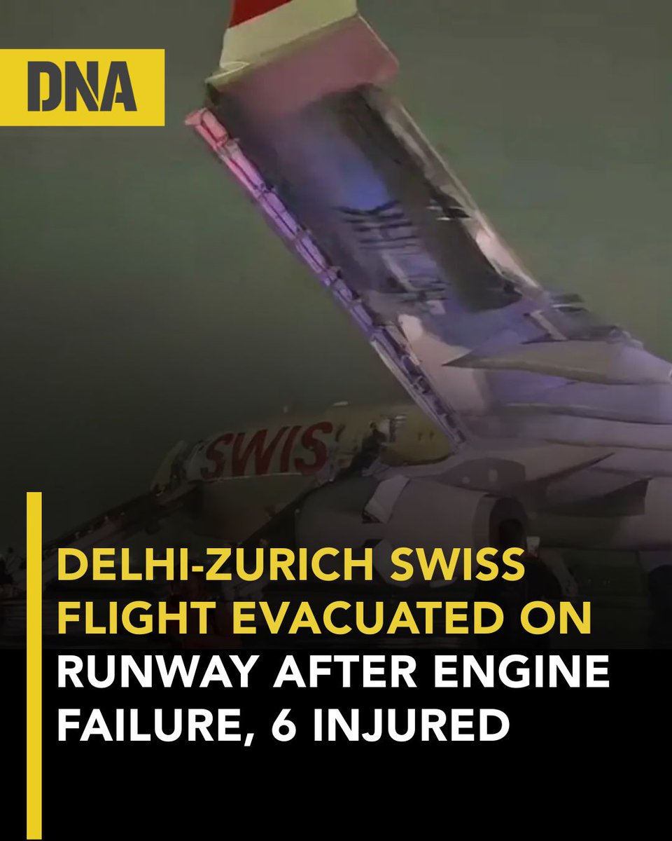 dna's tweet image. Six passengers were injured after a Swiss Air flight bound for Zurich aborted its takeoff following an engine fire at Delhi’s Indira Gandhi International Airport on Sunday.

Read here: dnaindia.com/india/report-d…

#Delhi #SwissFlight #EngineFailure #DNAUpdates
