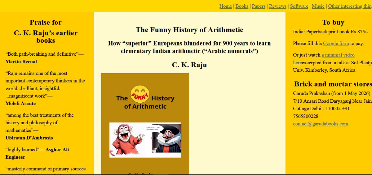 CKRaju14's tweet photo. Yes inferior Western math WILL be finished. 🤣

Educate urself: West was INFERIOR even in elementary arithmetic from early Greek times till the end 19th c.

Took arithmetic ("Arabic numerals") from India but Western duffers including Goat No. 1 Euler couldn't grasp it. (pic1) https://t.co/VNOciwHheD