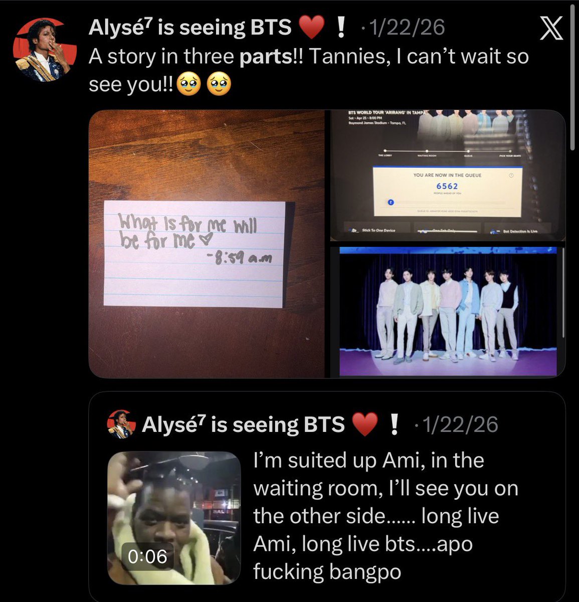 Alysé⁷ is seeing BTS ♥️❕ tweet media