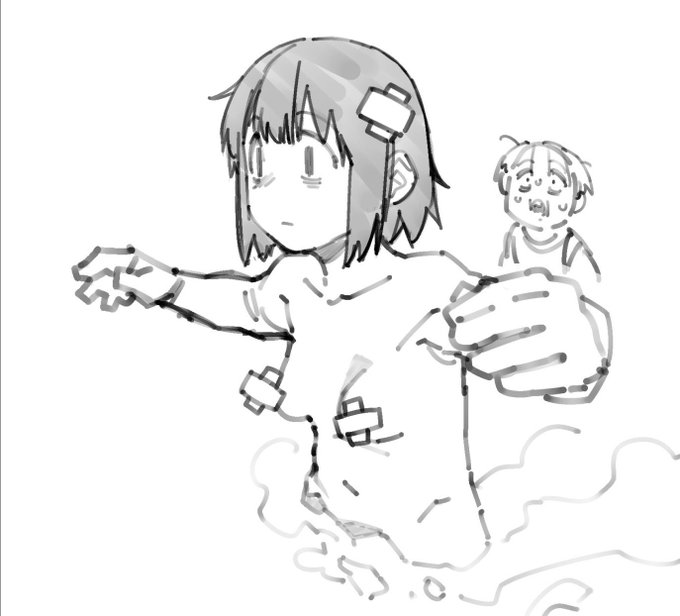 下痢便部からテレポートで脱出する時に絆創膏以外全て置いてきた昆布川の絵(なんだよ下痢便部って