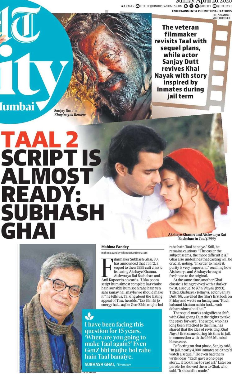 MoviesUpdatez's tweet photo. #Taal2 script is almost ready : @SubhashGhai1 https://t.co/KRvc5pQxky