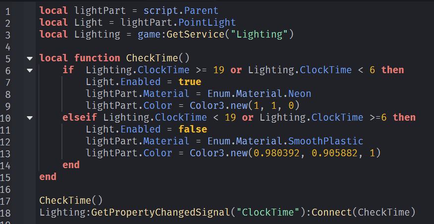 olleuria's tweet photo. DAY 8 of learning luau on Roblox! 💫

Since it's been a fair bit since I did any sort of programming I went pretty basic. Enough to remind myself of simple things like functions. 

Creating a streetlamp was much more straightforward than I thought it would be. https://t.co/rGSX88A9ID