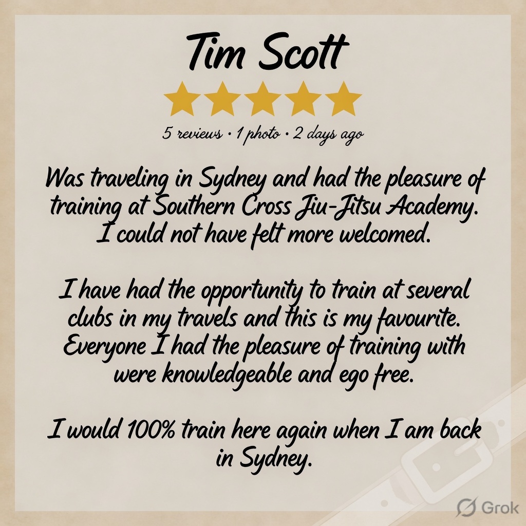 SCJJA's tweet photo. Another 5 Star Review!

Free Trial Available - Link In Bio

#bjj #bjjaus #bjjaustralia #bjjsydney #bjjnsw #cronulla #sutherlandshire #mma #mixedmartialarts #judo #grappling #jiujitsu #brazilianjiujitsu #wrestling  #novauniao #nswbjj #everydayporrada #martialarts #caringbah https://t.co/3uJ6VMdsRn