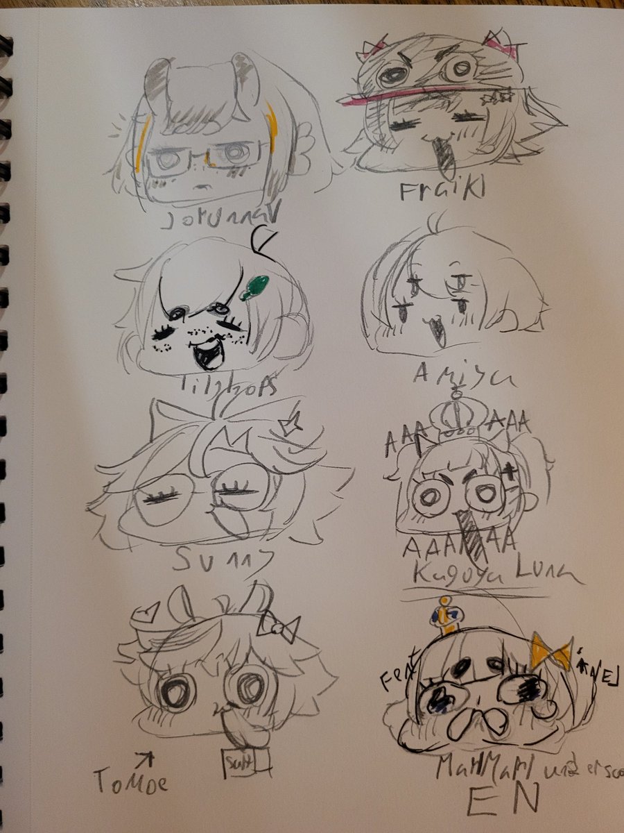 Give me vtubers to doodle chibi in my sketchbook. Here's what was from last year