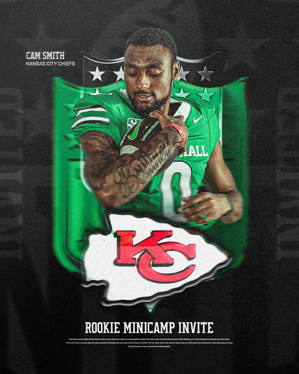 HerdFB's tweet image. 𝑶𝒑𝒑𝒐𝒓𝒕𝒖𝒏𝒊𝒕𝒚 𝒆𝒂𝒓𝒏𝒆𝒅!

Marshall DB Cam Smith is headed to Rookie Mini-Camp with @Chiefs.

#WeAreMarshall