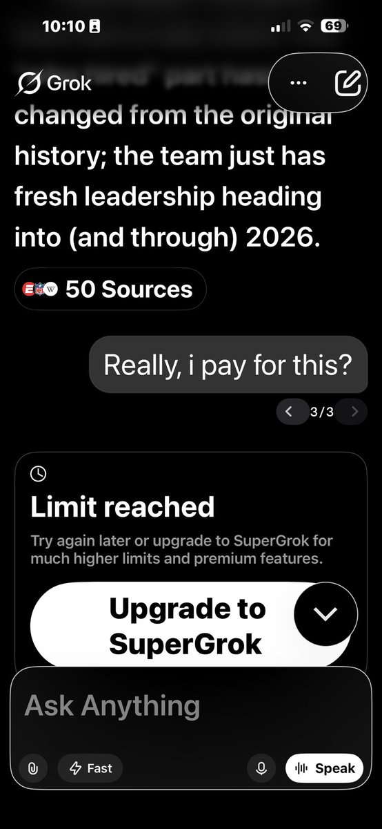 FJB001's tweet photo. @elonmusk what’s this all about? After paying for grok, i have to again pay more? https://t.co/8Dg1gnkYq2