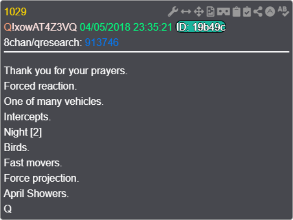 DcLidstone's tweet photo. Thank you for your prayers.
Forced reaction.
One of many vehicles.
Intercepts.
Night [2]
Birds.
Fast movers.
Force projection.
April Showers.

Trump on Truth.

10:29EST. https://t.co/QsQmCkW28X