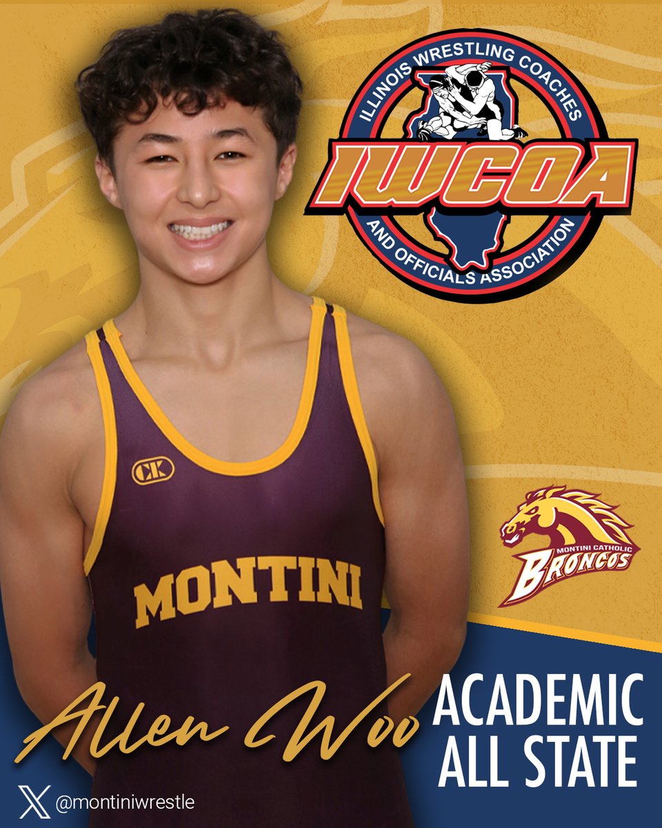 MontiniCatholic's tweet image. Congratulations to junior wrestler, Allen Woo on earning IWCOA Academic All State honors!! Whether it's on the mat or in the classroom, Allen’s dedication, discipline, and drive set the standard for excellence.💥 #MontiniWrestling #WeAreMontini #MontiniCatholic  @MontiniWrestle