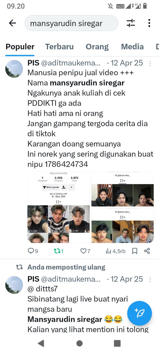 Aditpenipu's tweet photo. Mansyarudin Siregar alias Adit adalah Penipuan.
jangan transfer.
pasti di BLOKIR https://t.co/cDxQbMtrVP
