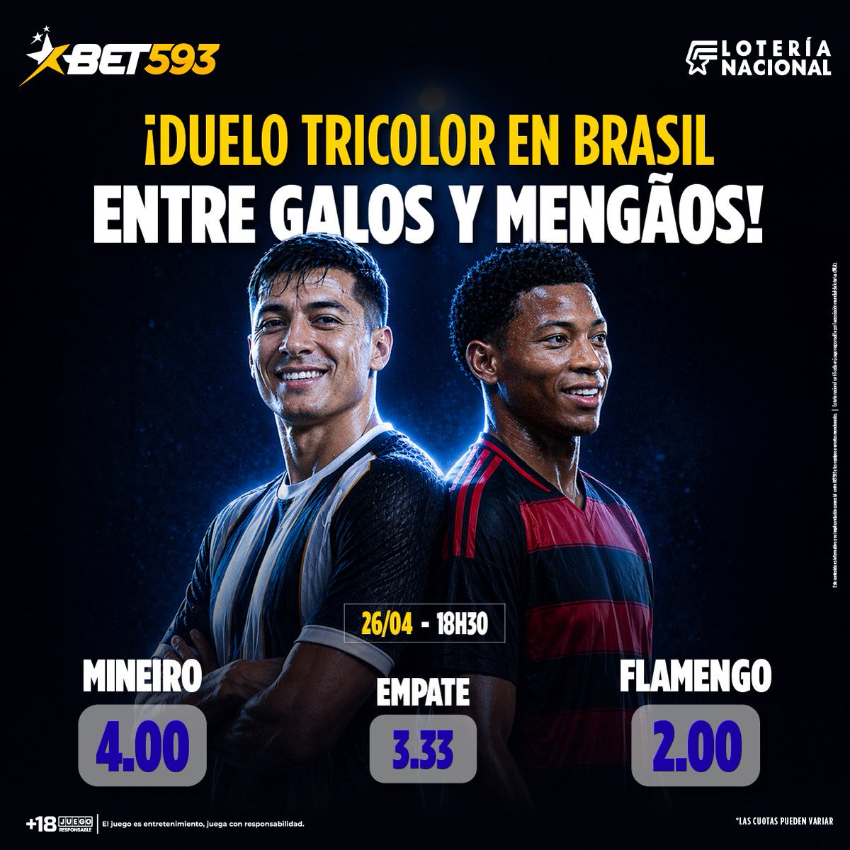bet593's tweet image. ¡Duelo de poder a poder en la Fecha 11! ⚽💥 Mineros y Flamengo se ven las caras mañana a las 11h00. ¿Quién se lleva los puntos? Haz tu pronóstico en la casa de los ecuatorianos y gana con nuestra liga. 🏆🔥

Pronostica en Bet593.

#Bet593 #GanoConBet593 #Bet593EsDeEcuatorianos