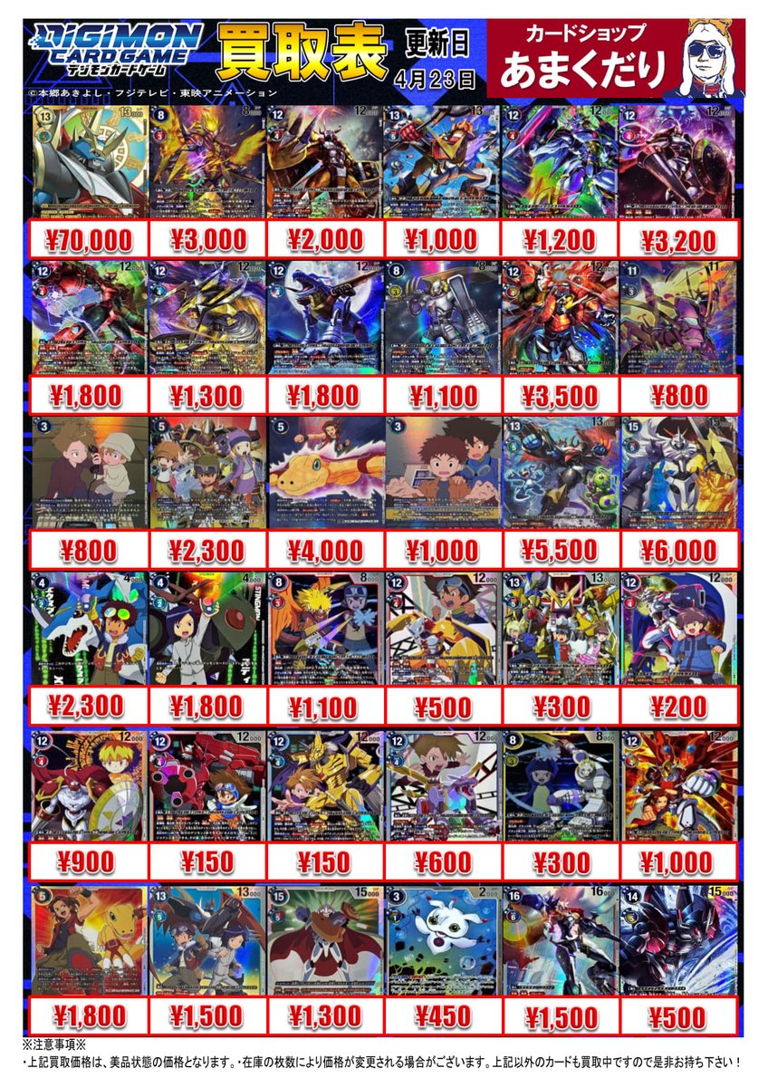👾デジモンカード買取情報👾 AD1「DIGIMON GENERATION」の買取表は
