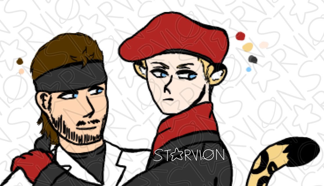 Starvion_'s tweet image. Piece from 2018 that never got finished. I might redraw it one day.
#MGS #BigBoss #RevolverOcelot #Bosselot
