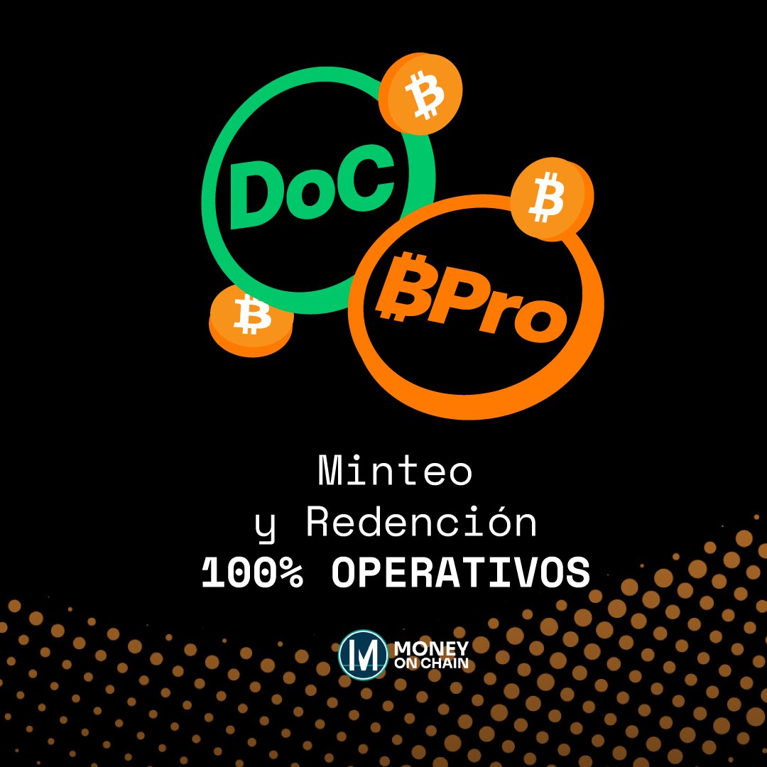 moneyonchainES's tweet photo. Informamos a la comunidad de Money On Chain que el protocolo ha sido despausado y que el minteo y la redención de $DOC y $BPRO se encuentran nuevamente operativos ✅ 

La gobernanza aprobó una propuesta para corregir de forma preventiva una vulnerabilidad (no explotada) en la red de oráculos OMOC, encargada de publicar el precio BTC/USD utilizado por el protocolo.  

Para más detalles sobre el incidente y su resolución: https://t.co/sCmWwPrUHF