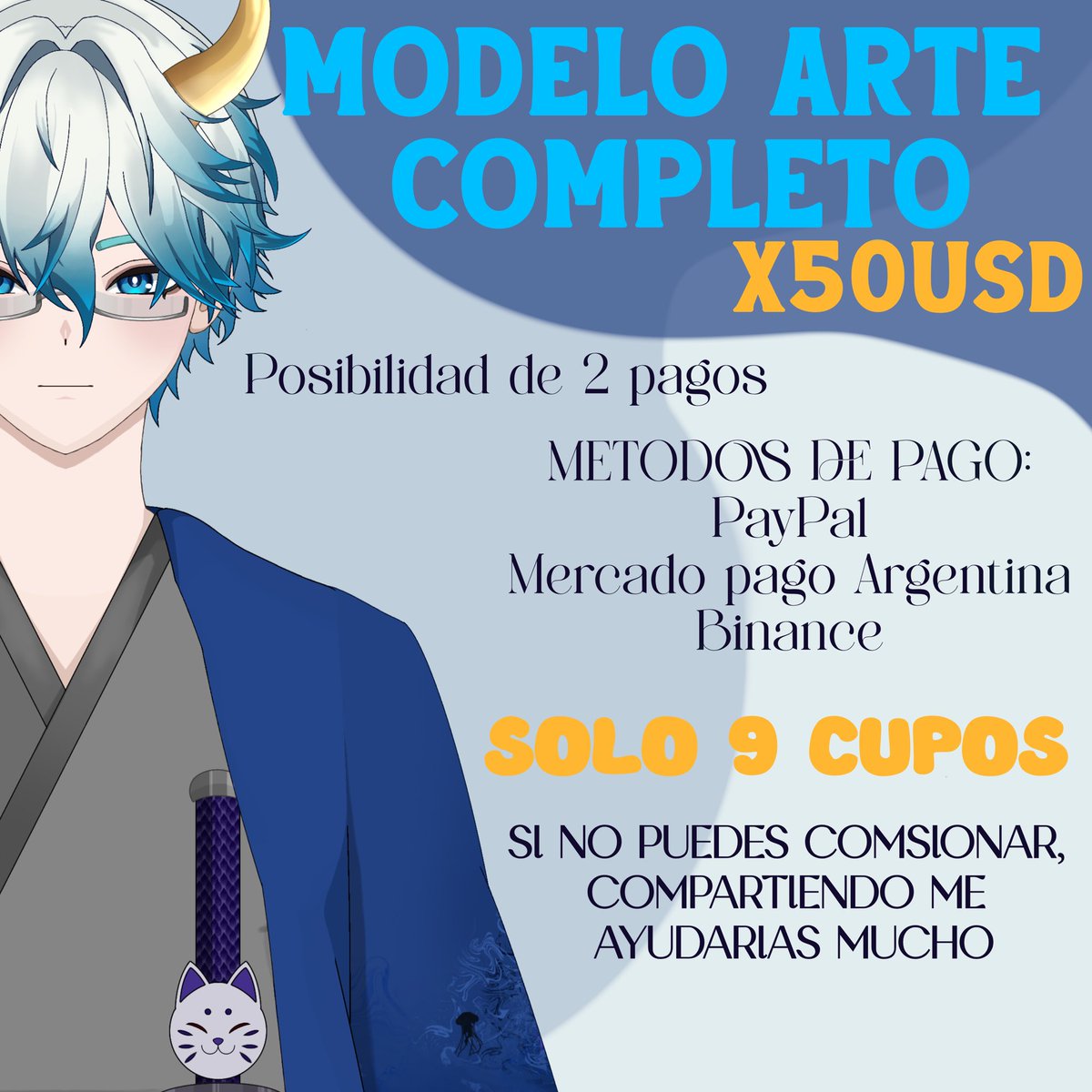 VTDaki's tweet photo. ¿Quieres tu modelo vtuber 100% personalizado a menos de 120USD?

PUES AQUÍ ESTÁ MI OFERTA de arte vtuber completo por 50USD 
posibilidad de 2 pagos 

Se inician en mayo, SOLO 10 cupos 

¡MÁNDAME DM para reclamar el cupo! https://t.co/xv8BDUkG4n