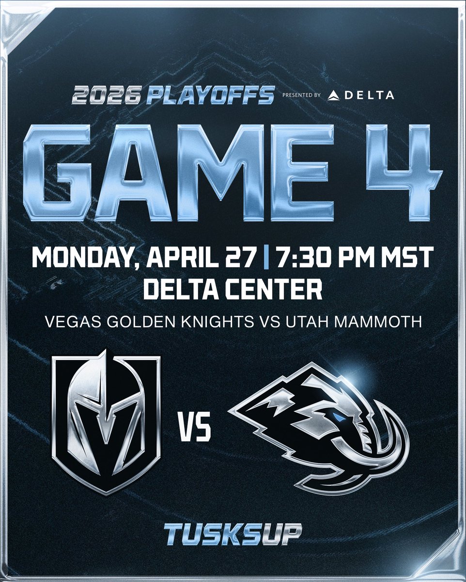 utahmammoth's tweet photo. Our time for Game 4 has been set! ⏰

#TusksUp | @Delta https://t.co/I3wkI60aAg
