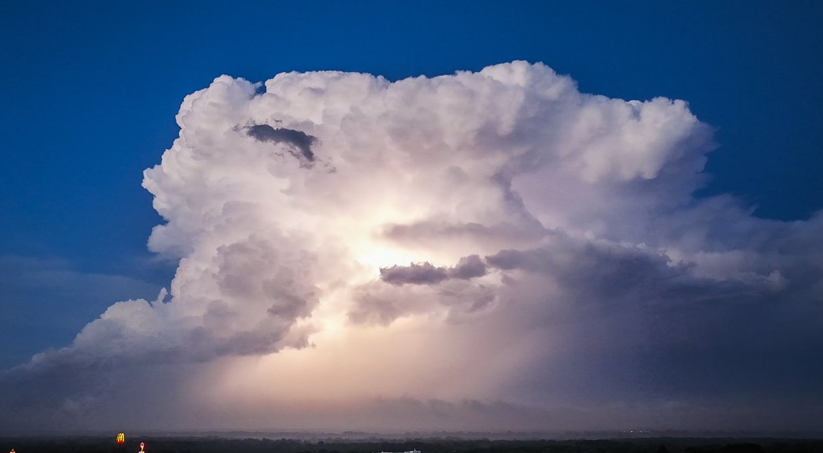 stevejkfor's tweet image. Screen grabs from live drone video. I was speeding back to the station, so the quality isn’t the best ..showing the storms in Garvin and Cleveland counties. 
#OKWX #Lightning #Storms