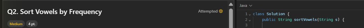 Darshan_10_2's tweet image. is this question have issues with java
Well I sucked at keep same value character at same position  
#weekly Q2
