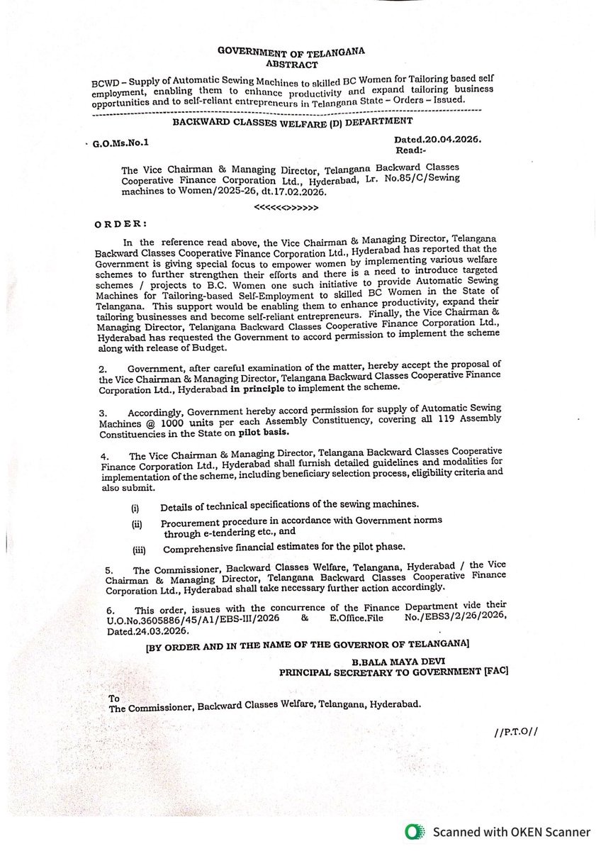 LVReddy73's tweet photo. #Congress govt's gift to #Women from
 #BackwardClasses #OBC  in #Telangana. Chief Minister A Revanth Reddy implements new scheme, Distribution of Automatic Sewing Machines for women to promote Tailoring based self employment across Telangana. Free sewing machines will be distributed to 1,000 women in every Assembly constituency. Scheme to cover all 119 Assembly constituencies in Telangana. Scheme aimed to empower women financially from #BC categories. 1.19 lakh women across #TG will receive benefit in first phase.

#womenempowerment
#selfemployment