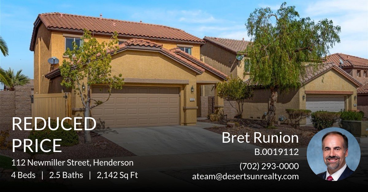 bretrunion's tweet photo. 📍 Reduced Price 📍 This recently reduced home at 112 Newmiller Street in Henderson won't last long, so, don't wait to set up a showing! Reach out here or at (702) 293-0000 for more information!

Bret Runion, MBA
Broker / Owner... https://t.co/mevv53uwzs https://t.co/UnZX80lJi0