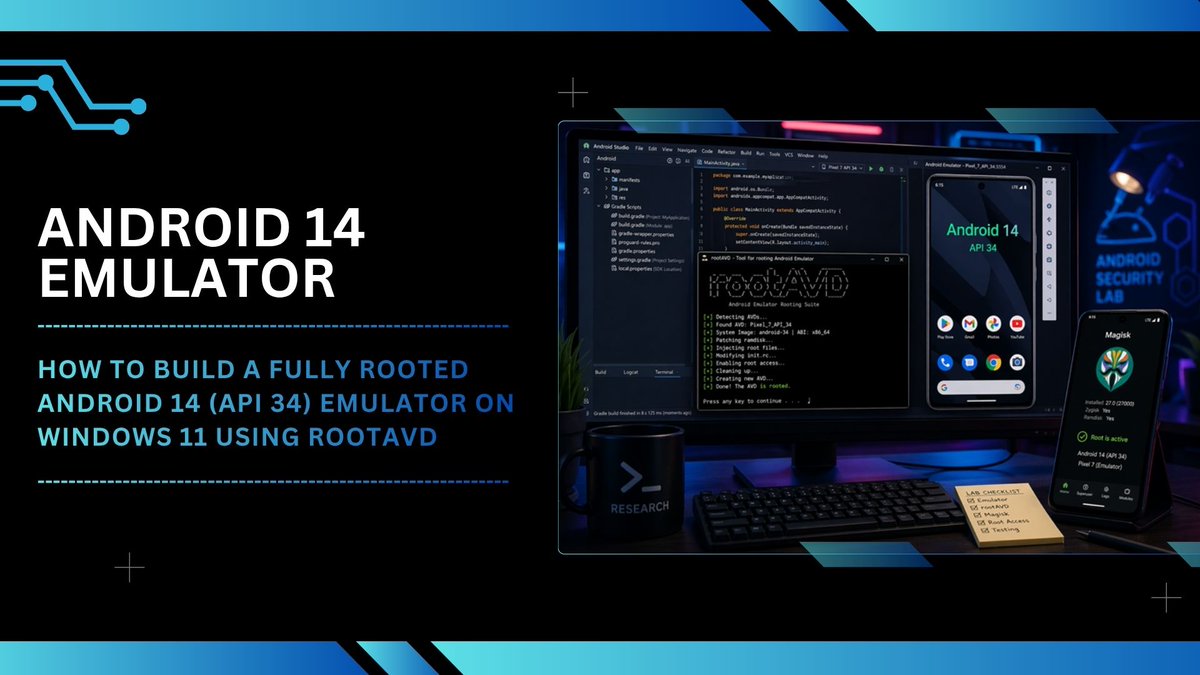 _havij's tweet image. How to Build a Fully Rooted Android 14 (API 34) Emulator on Windows 11 Using rootAVD

Link: meetcyber.net/how-to-build-a…

#rootAVD #rootandroid #android14 #androidapi34