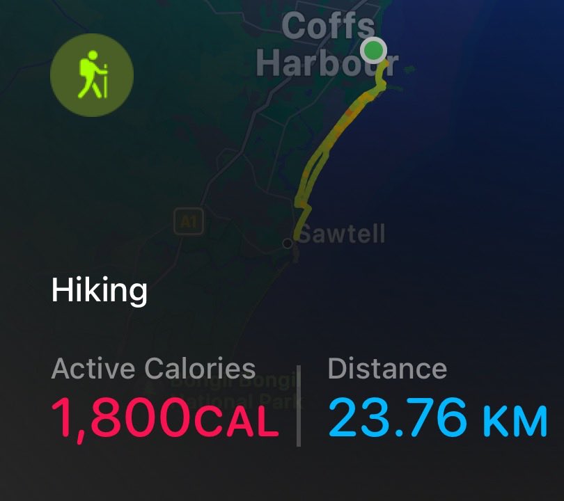 Danual_Gordon's tweet image. I hiked for 23.76 KM with the Workout app on my Apple Watch. 5hrs 3min #HikingDay #Weightlifting #Fitness #Gym #GymLife #BodyBuilding #Lift #BeastMode #CloseYourRings #Grind #NoExcuses #PlayToWin #WorldGymAustralia #AppleWatch #wgcoffsharbour