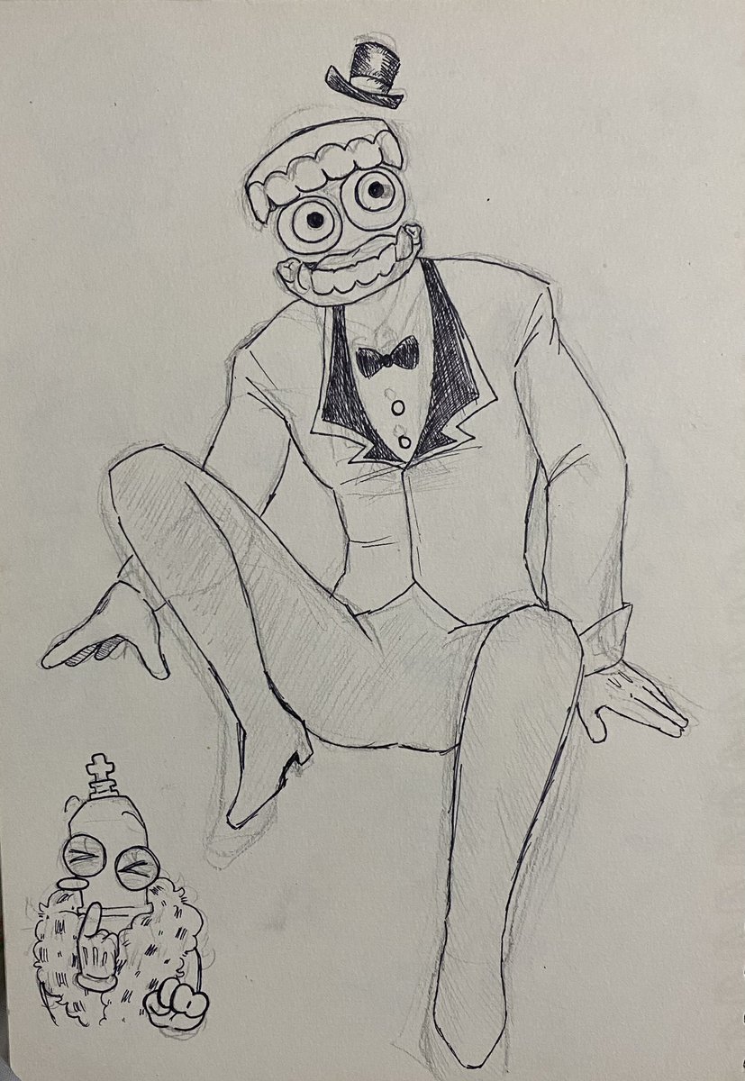 Gurugurudanze's tweet image. Idk I’m bored…

This was made in a middle of art block, so don’t mind it.

#royalteeth #doodles #tadc #caine #kingertadc #drawings #fanart