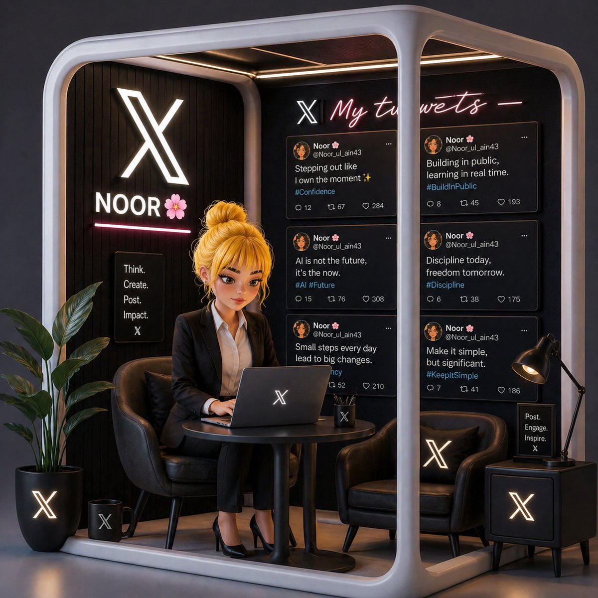 A Modern Workspace in Neon Glow - PromptGather image 1