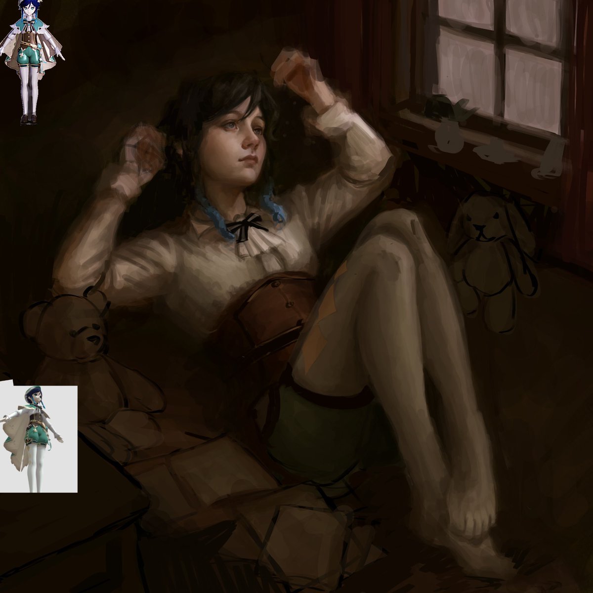 Wip or potentially unfinished sketch i need to fr stop playing tomodachi life and finish this 🥀🥀