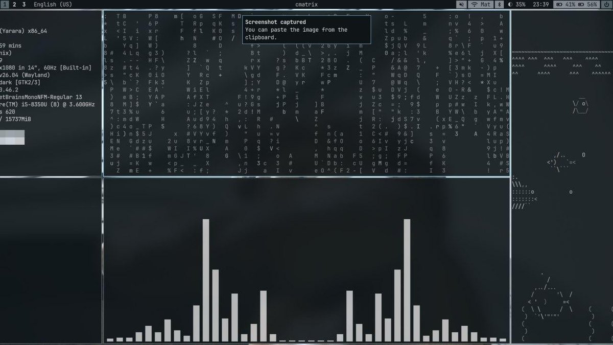 bot_unixporn's tweet image. [Niri] NixOS (home manager, flakes, flake parts) + latest Niri-Flake Blur + Matugen
Link: redd.it/1svxcii

#unixporn #linux #screenshot