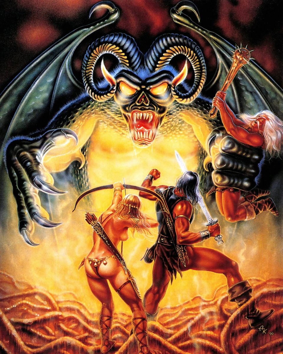 GigagodSesamar's tweet image. Akira Komeda, also Akira Yoneda, is a prolific Japanese illustrator known for his contribution to the golden era of Japanese video games in the 80s and 90s. Also:

Master of Monsters.
Getsu Fūmaden (box art).
Kohakushoku no Yuigon and Dōkeshi Satsujin Jiken.
#Sesamar #games