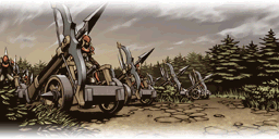 ArchaneaBot's tweet photo. "Waiting for them at Fort Menedy were Grust's artillery regiment, the dreaded "Wooden Cavalry." Missiles crashed down, rocking the earth as the enemy ballistae rumbled forward. Had Marth and the League any hope of triumphing over such firepower?" https://t.co/r1XwjHcBJP