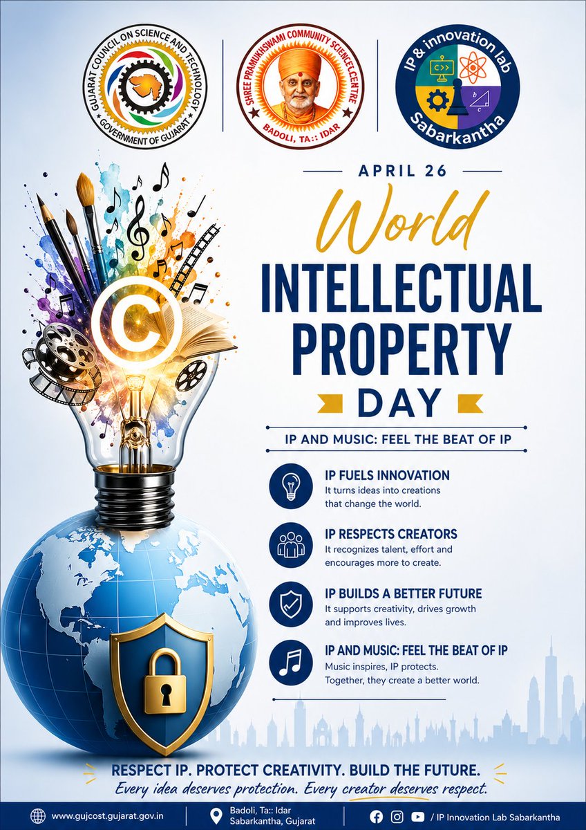 SK_ip_lab's tweet photo. “Empowering Innovation through Intellectual Property Awareness.From imagination to innovation, IP makes it possible.” #cscsabarkantha #picgujcost #ipfc #narottamsahoo https://t.co/N3LBNc2gBS