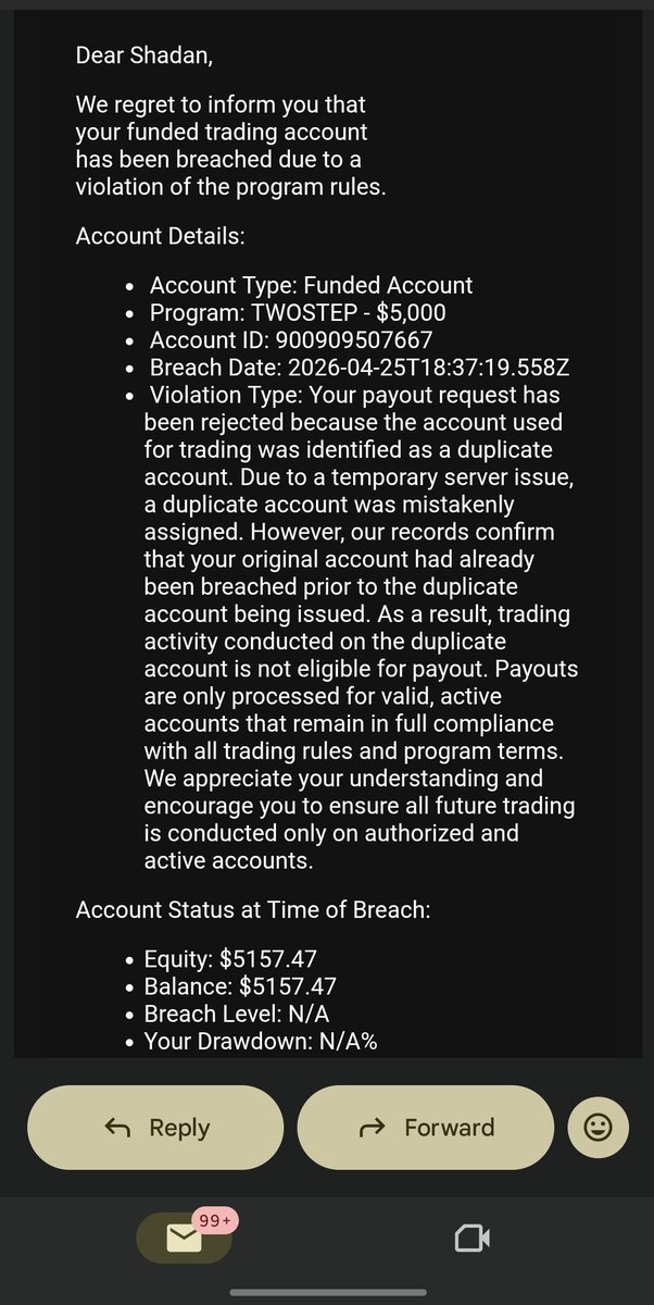 shadanhehe's tweet photo. @EliteMindFundin
The EliteMindfirst told me to sign a contract and they would give me a free funded account. Then I passed both Phases 1 and 2 and received a funded account. When it came time for payout, they said, Sorry, you received the account by mistake.
#scamprop
#elitemind https://t.co/8pyRbQ6kys